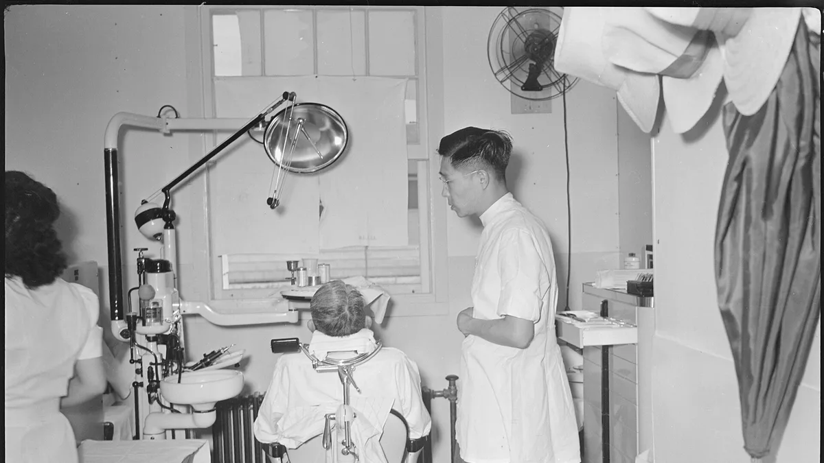 Granada Relocation Center, Amache, Colorado. Interior of Dental Clinic. - NARA - 537275