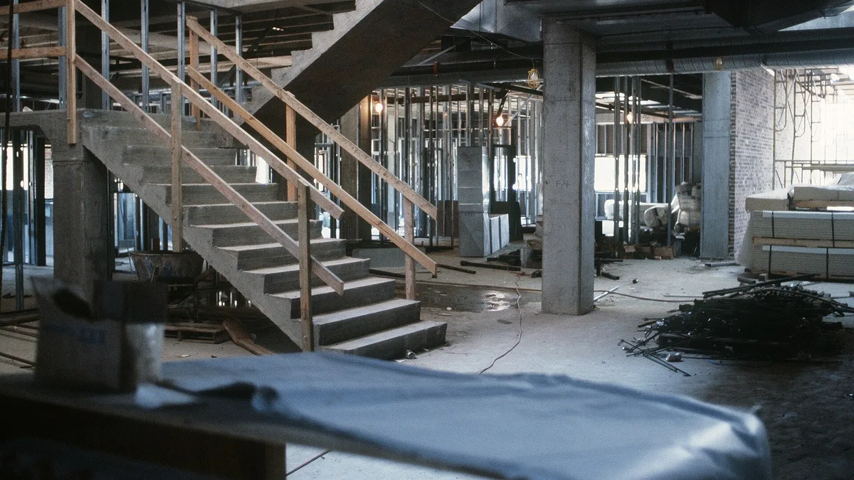 An interior view of the medical-dental clinic building under construction - DPLA - 7f38f84c6fc78bb94b4272c6e4312a5d
