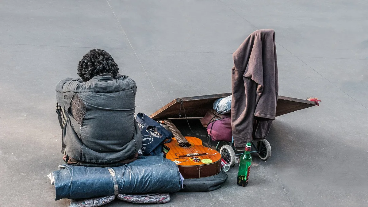 Homeless on Paulista Avenue, São Paulo city, Brazil