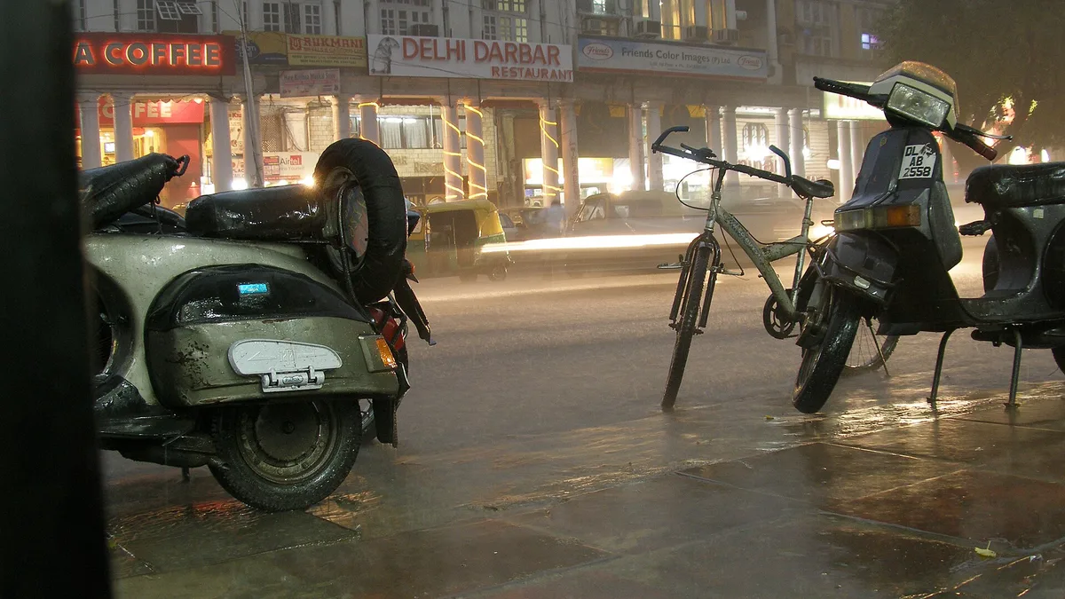 Delhi, India, Rain at night
